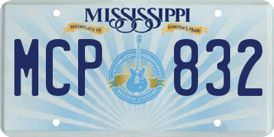 MS license plate MCP832