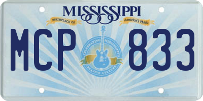 MS license plate MCP833