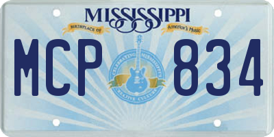 MS license plate MCP834