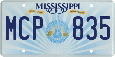 MS license plate MCP835