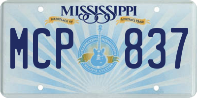 MS license plate MCP837