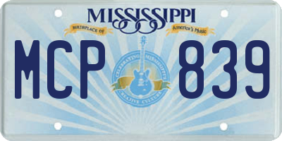 MS license plate MCP839