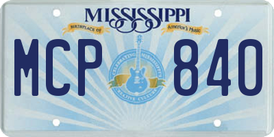 MS license plate MCP840