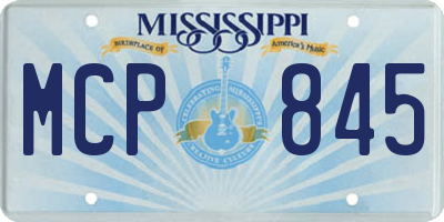 MS license plate MCP845