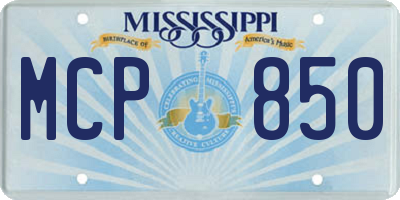MS license plate MCP850