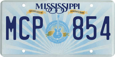MS license plate MCP854