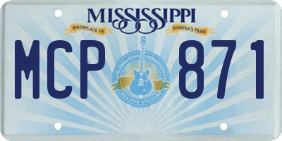 MS license plate MCP871