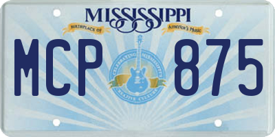 MS license plate MCP875