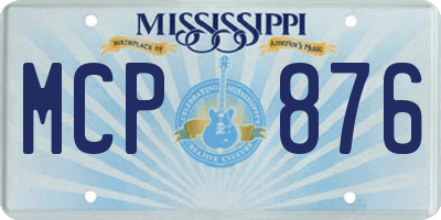 MS license plate MCP876