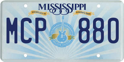 MS license plate MCP880