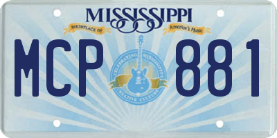 MS license plate MCP881