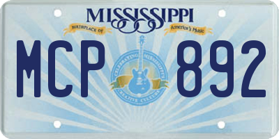 MS license plate MCP892
