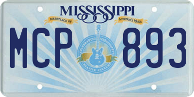 MS license plate MCP893