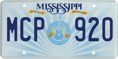 MS license plate MCP920