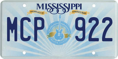 MS license plate MCP922