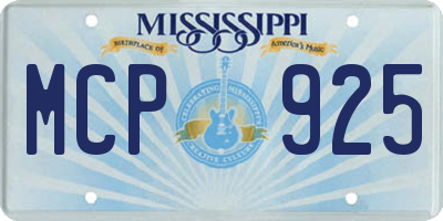 MS license plate MCP925
