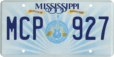 MS license plate MCP927
