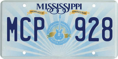 MS license plate MCP928