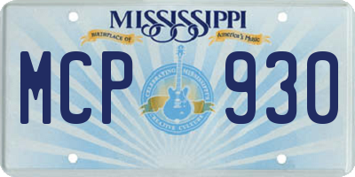 MS license plate MCP930