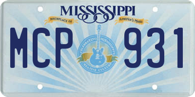 MS license plate MCP931