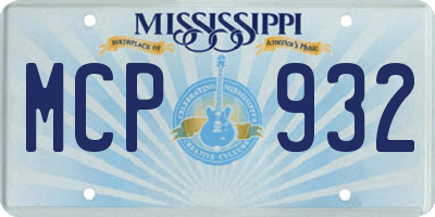 MS license plate MCP932