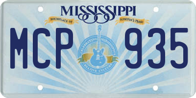 MS license plate MCP935