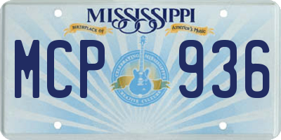 MS license plate MCP936