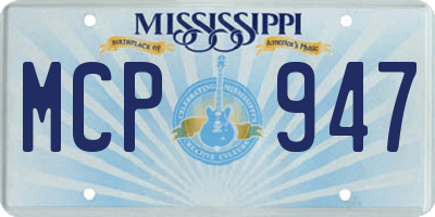 MS license plate MCP947