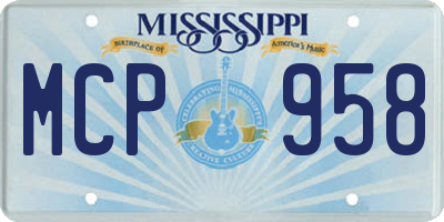 MS license plate MCP958