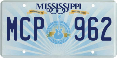 MS license plate MCP962