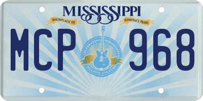 MS license plate MCP968