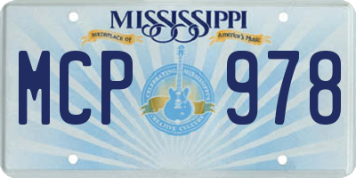 MS license plate MCP978