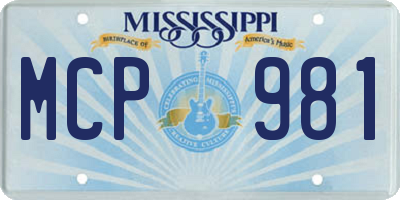 MS license plate MCP981