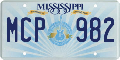 MS license plate MCP982