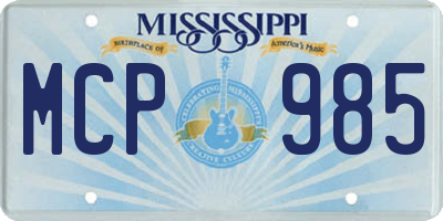 MS license plate MCP985