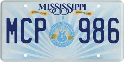MS license plate MCP986