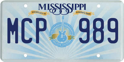 MS license plate MCP989