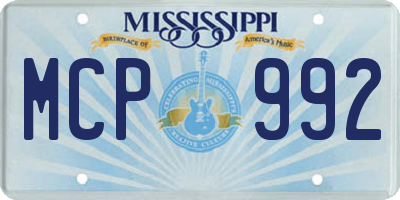 MS license plate MCP992