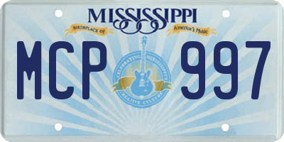 MS license plate MCP997
