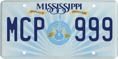 MS license plate MCP999