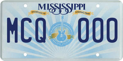 MS license plate MCQ000