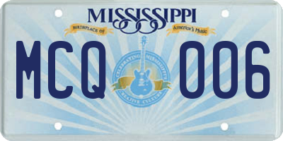 MS license plate MCQ006