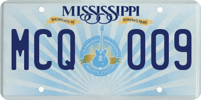 MS license plate MCQ009