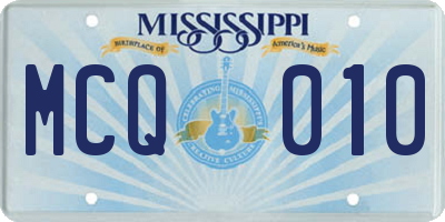 MS license plate MCQ010