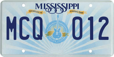 MS license plate MCQ012