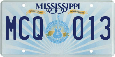 MS license plate MCQ013