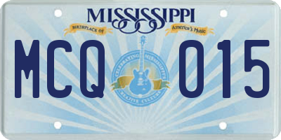 MS license plate MCQ015