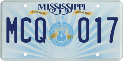 MS license plate MCQ017