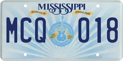MS license plate MCQ018