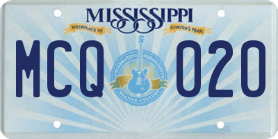 MS license plate MCQ020
